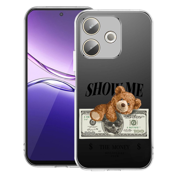 BestCase® Husa Clear Silicon pentru OPPO A5 Pro 5G, Teddy Bear Show Me The Money, 2042415 T 1453