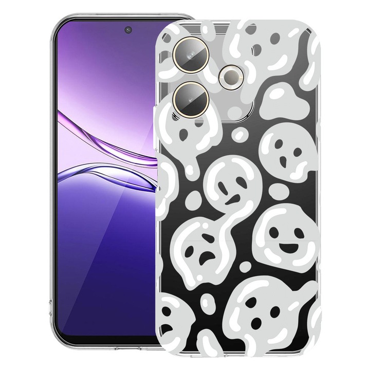 BestCase® Husa Clear Silicon pentru OPPO A5 Pro 5G, Gray Acid Smiley, 2042415 T 1000
