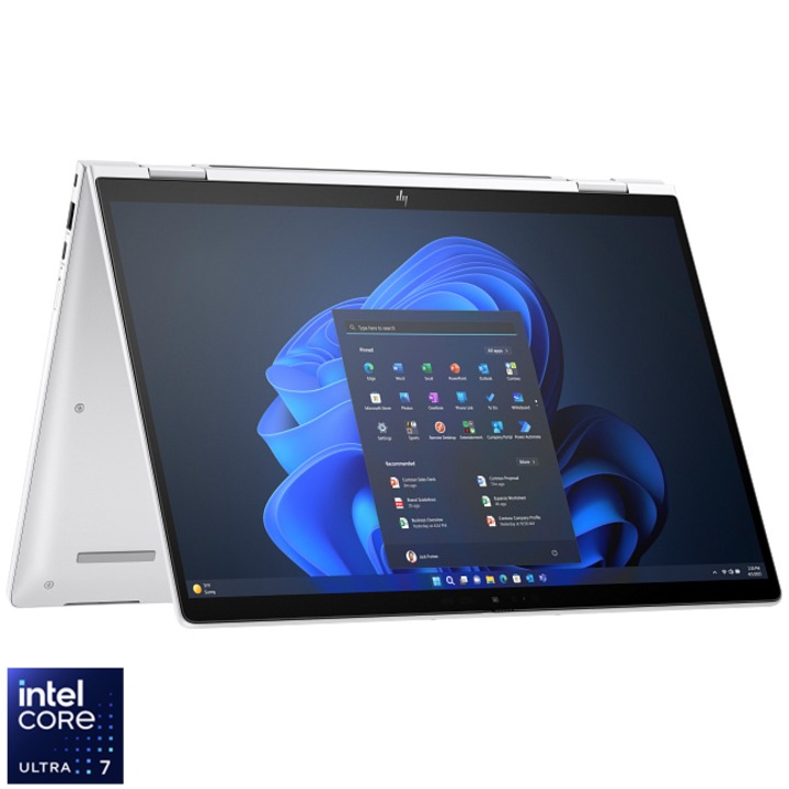 Laptop HP EliteBook x360 1040 G11 cu procesor Intel® Core™ Ultra 7 155H pana la 4.8GHz, 14.0'' WUXGA, Touch, 32GB LPDDR5X RAM, 1TB SSD, Intel® Graphics, Windows 11 Pro, Silver, 3y on-site Premium Care