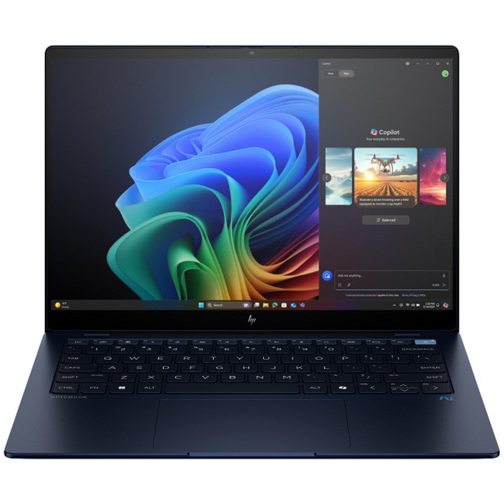 Laptop HP EliteBook Ultra G1q cu procesor Snapdragon X Elite X1P-42-100 pana la 3.2GHz, 14'' 2.2K, 16GB LPDDR5x RAM, 512GB SSD, Qualcomm Adreno Graphics, Windows 11 Pro, Atmospheric Blue, 3y on-site Premium Care