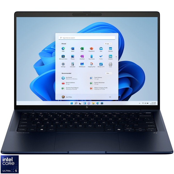 Laptop HP EliteBook Ultra G1i, 14.0 inch WUXGA (1920x1200) WLED+LBL UWVA Anti-Glare AI ISP 400 nits, Intel Core Ultra 5-228V 8-Core (2.1GHz, up to 4.5GHz, 8MB), video integrat Intel Integrated Graphics, RAM 32 GB LPDDR5x 8533 MT/s, SSD 512GB PCIe NVMe