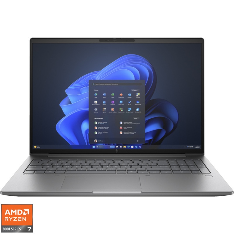 Laptop HP Zbook 16 Power G11 cu procesor AMD Ryzen 7 PRO 8845HS pana la 5.1GHz, 16'' WQXGA, IPS, 32GB DDR5 RAM, 1TB SSD, NVIDIA RTX 1000 6GB GDDR6, Windows 11 Pro, Dark Ash, 3y on-site Premium Care