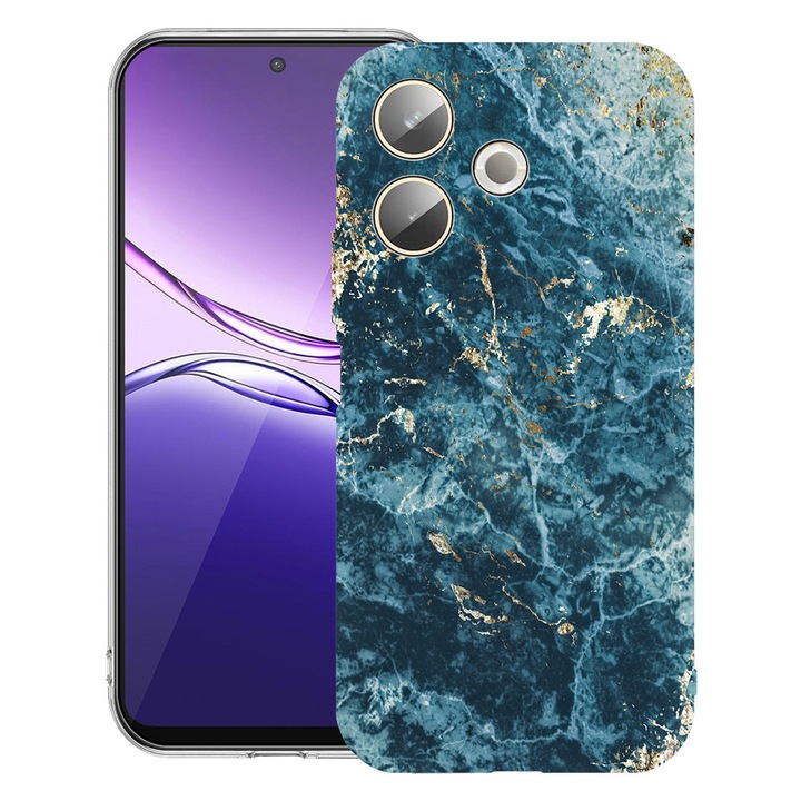BestCase® Husa Clear Silicon pentru OPPO A5 Pro 5G, Marble - Green And Gold, 2042415 T 885
