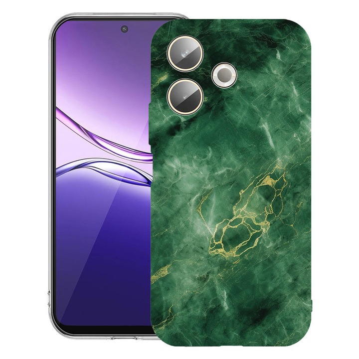 BestCase® Husa Clear Silicon pentru OPPO A5 Pro 5G, Green Marble, 2042415 T 1254
