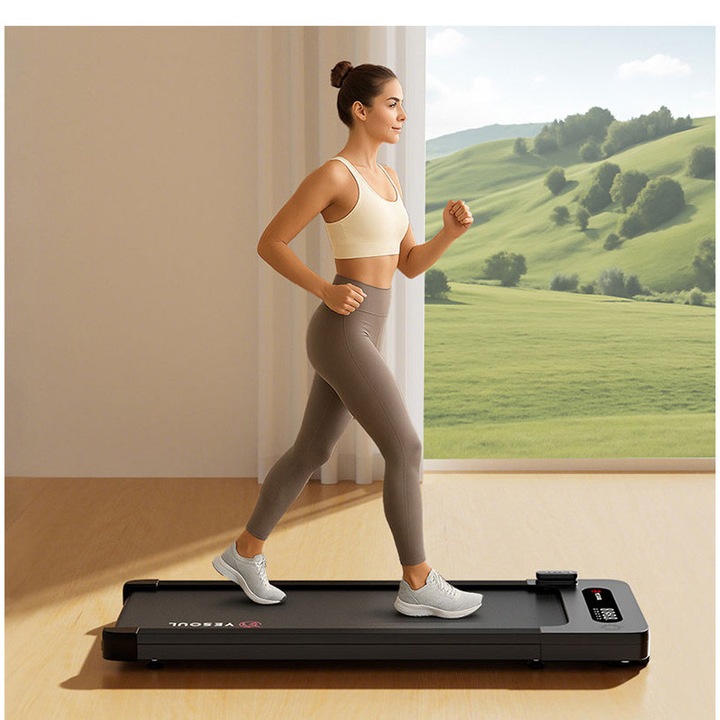 Banda alergare YESOUL W2, viteza max 6km/h, telecomanda, Bluetooth, Negru