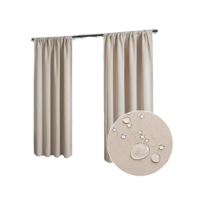Комплект от 2 завеси MRTREES, 140 x 225 см, непрозрачни, термоизолация, с подгъв, бежов цвят
