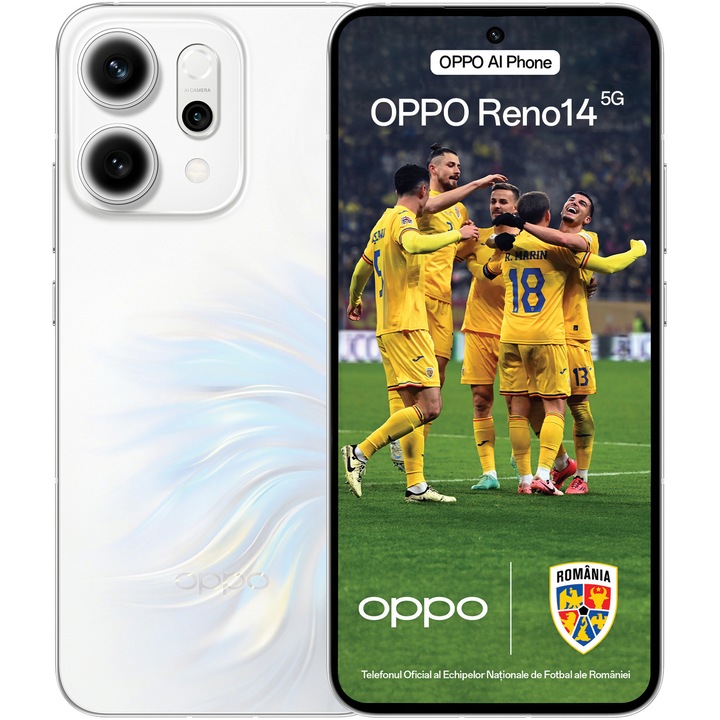 Смартфон OPPO Reno14, Dual SIM, 12GB RAM, 512GB, 5G, Opal White