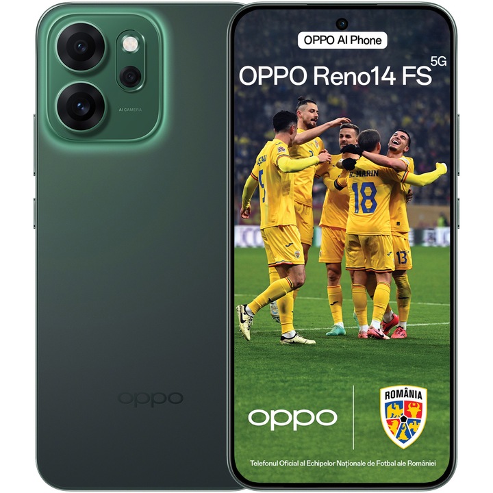 Смартфон OPPO Reno14 FS, Dual SIM, 12GB RAM, 512GB, 5G, Luminous Green