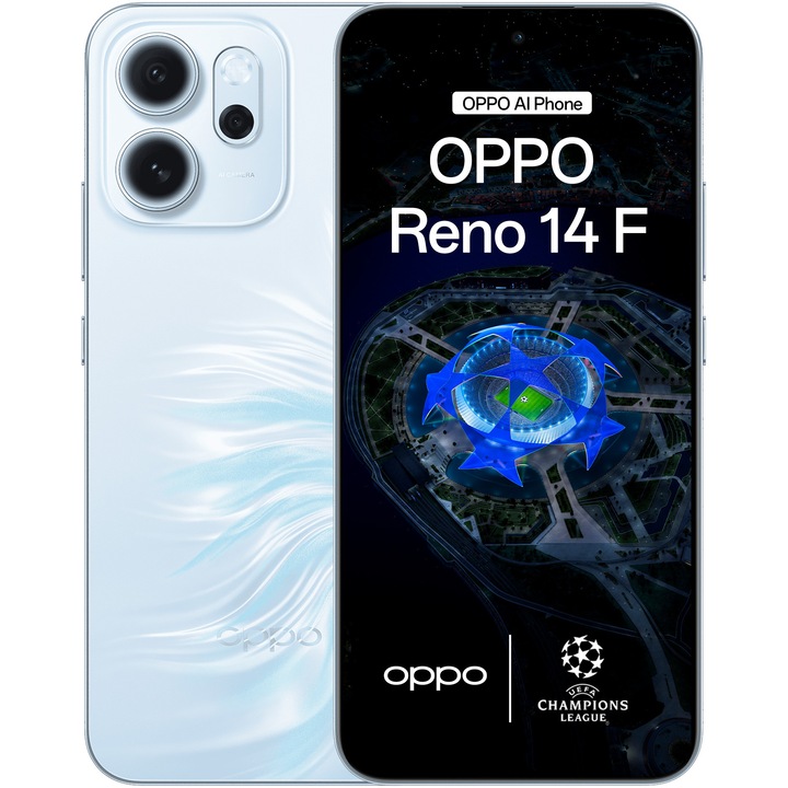 Telefon mobil OPPO Reno14 F, Dual SIM, 8GB RAM, 256GB, 5G, Opal Blue