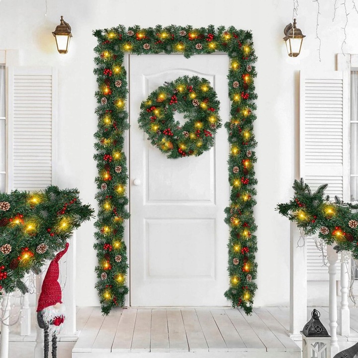 Karácsonyi LED fényfüzér, 270cm, zöld, komplett szett