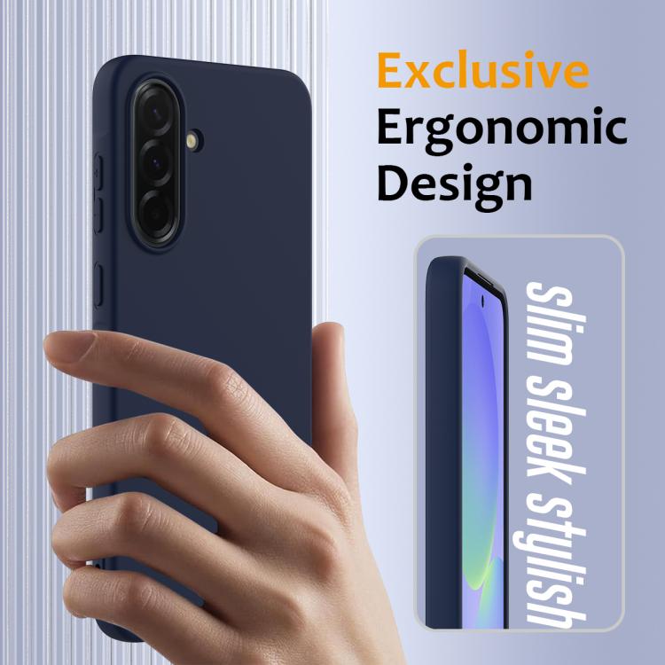 Husa pentru Samsung Galaxy A56, Silicon Premium Catifelat, Protectie Camere, Albastru Inchis