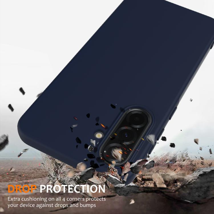 Husa pentru Samsung Galaxy A56, Silicon Premium Catifelat, Protectie Camere, Albastru Inchis