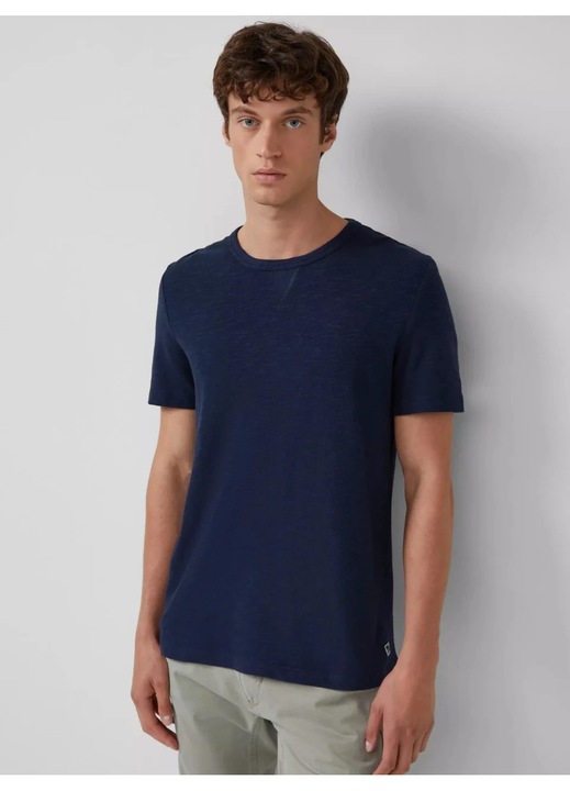 S.Oliver Tricou barbati cu structura din fire, decolteu la baza gatului, Bleumarin inchis