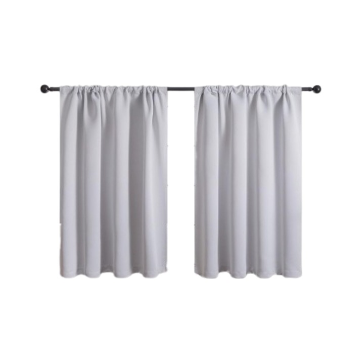 Set 2 perdele MRTREES, 140 x 225 cm, opace, termoizolante, cu tiv, culoare alb gri
