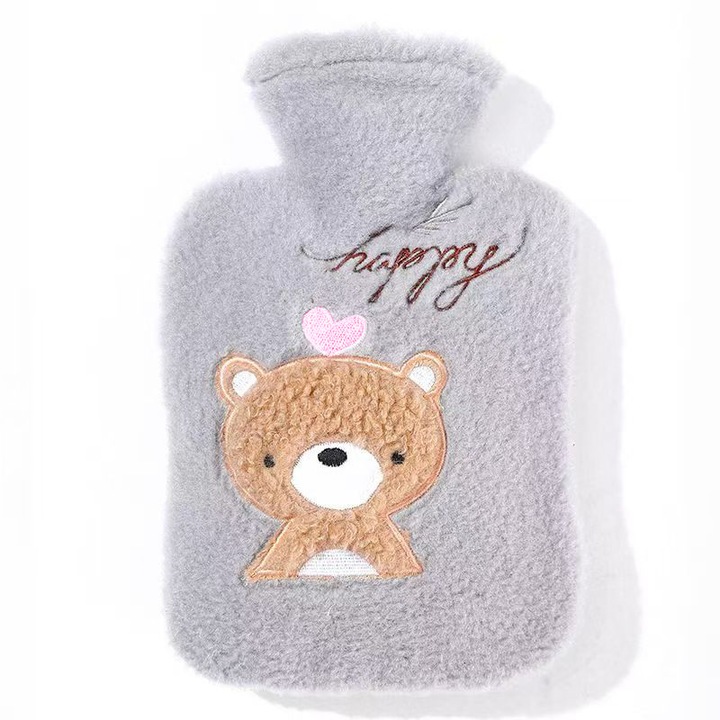 Punga incalzitor corporal, design ursulet, gri, 27x18x3cm
