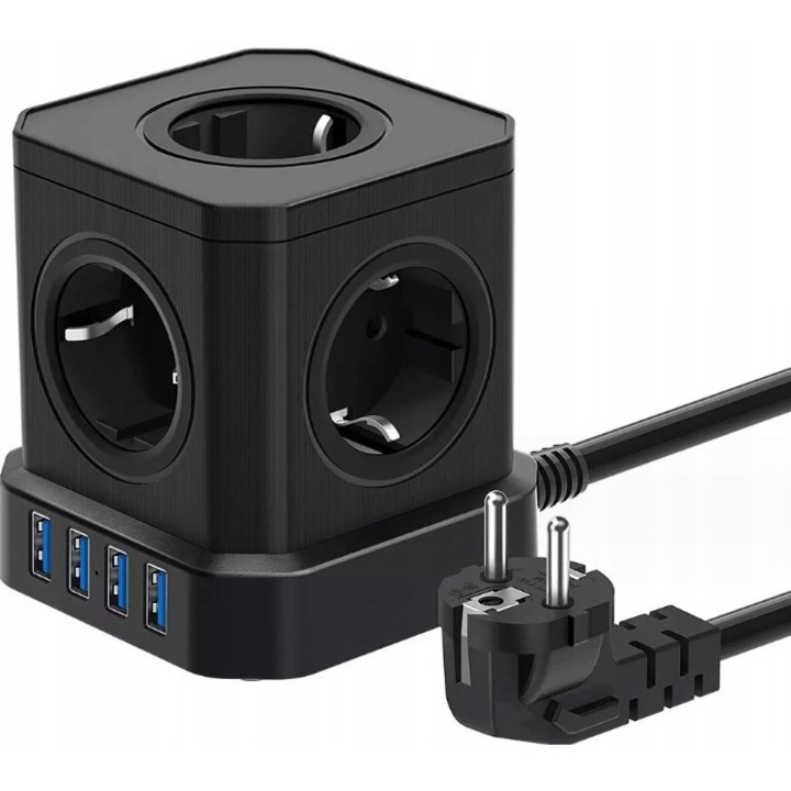 Priza multipla, 4 porturi USB, 4000W, 9,15x9,15x9,6cm