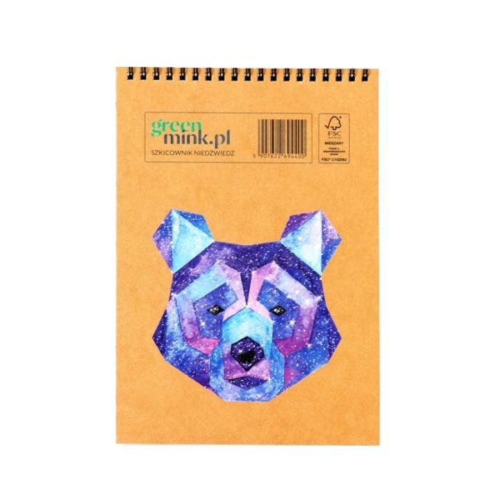 Ökológiai spirálfüzet, greenminc, 96 oldal, 170x250 mm, natúr karton borító