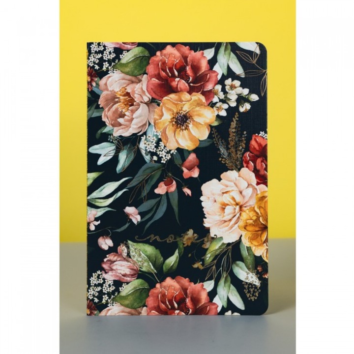 Jegyzetfüzet, greenminc, virágmintás, 135x205 mm, többszínű