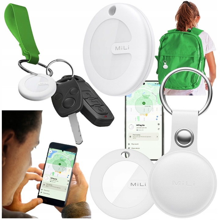 Dispozitiv Anti Pierdere, Mili, MILIMITAGANW+W3, 3.7x3.7 cm, Alb, Raza Bluetooth De Pana La 100 De Metri, Rezistenta La Apa (Grad De Protectie Ip67), Baterie Litiu Mangan Tip Cr2032 Inlocuibila, Fabricat Din Plastic