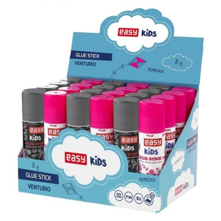 Лепило 8 г, комплект от 24 бр., Easy Stationery, PVA, 90x133 мм, многоцветно