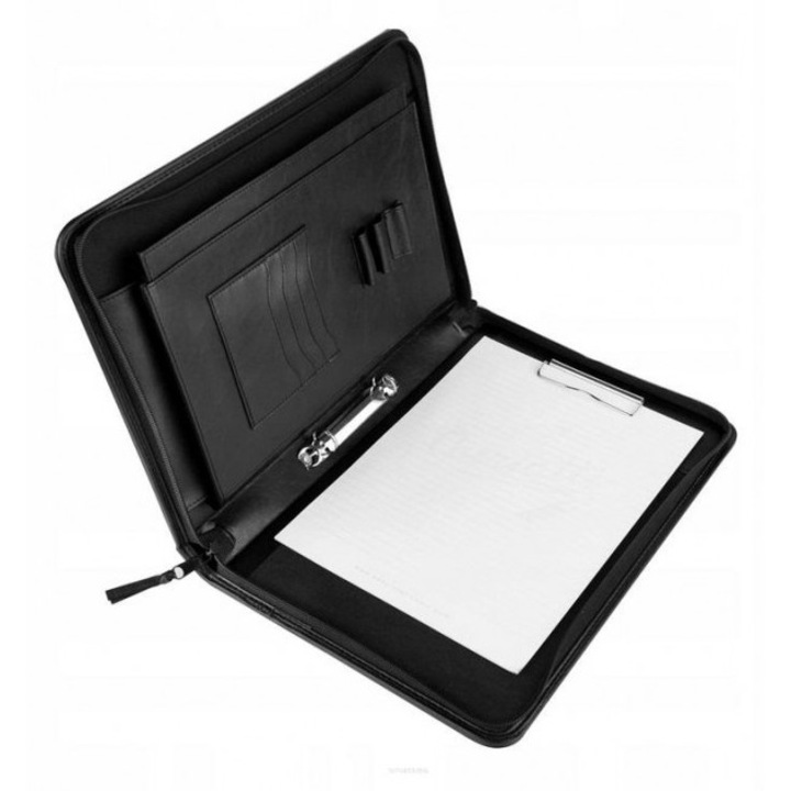 Папка за конференции Easy Stationery A4, екокожа, черна, 37.5x25x4см