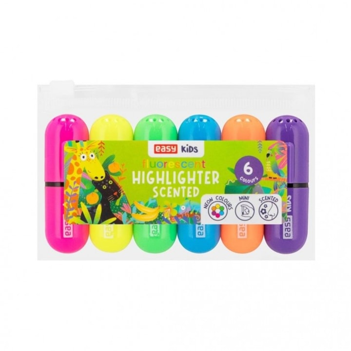 Illatosított mini neon filctollak szett, Easy Stationery, 6 szín