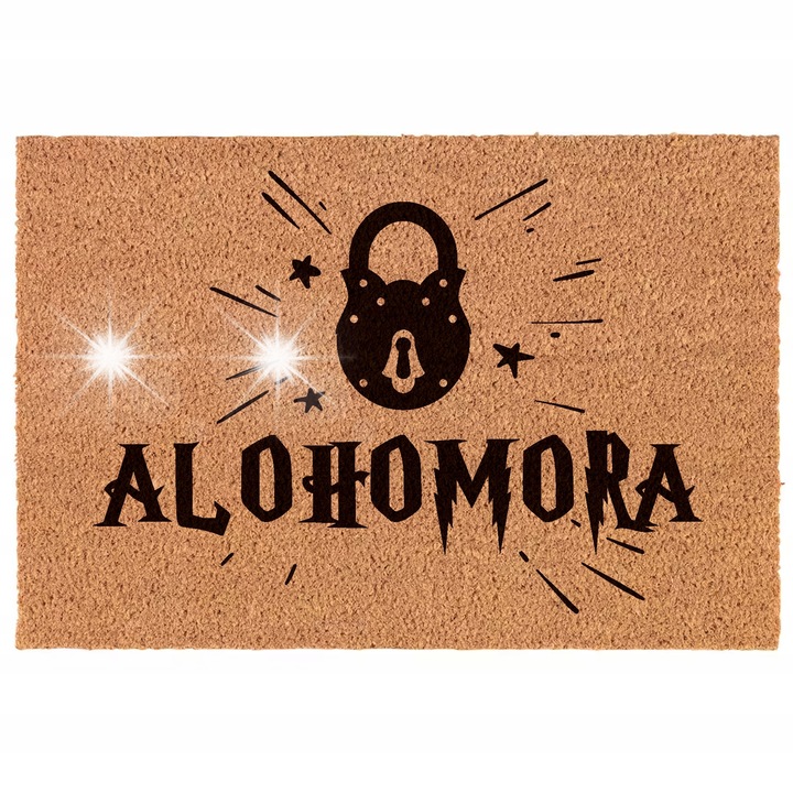 ALOHOMORA bejárati szőnyeg, Atlango, 60x40cm, kókuszrostból, gumi talppal, beltéri használatra