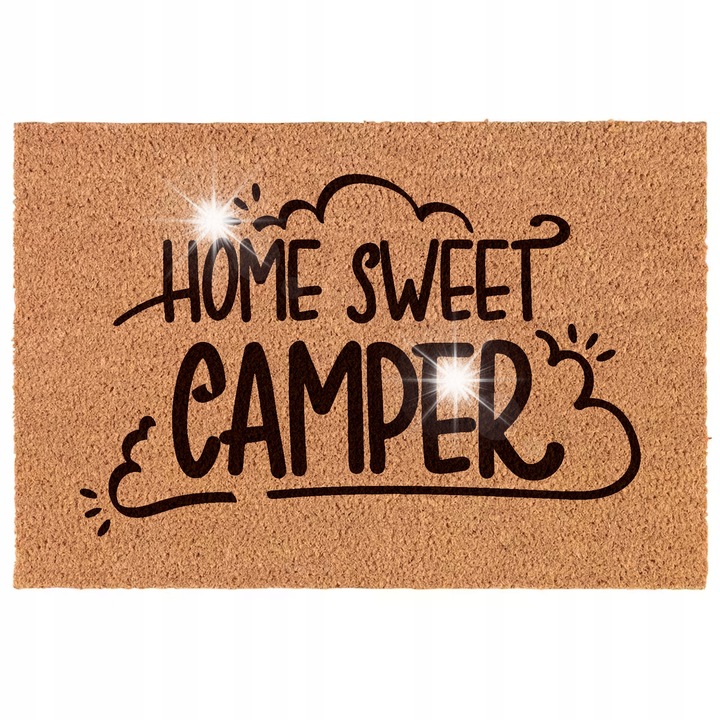 HOME SWEET CAMPER szőnyeg, Atlango, 60x40cm, kókuszrostból, gumi talppal, beltéri használatra