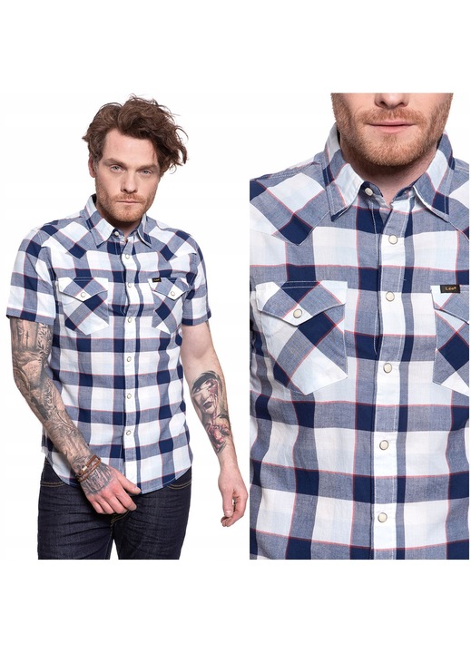 Риза Lee, Slim Fit, бяла, Бял/Черен