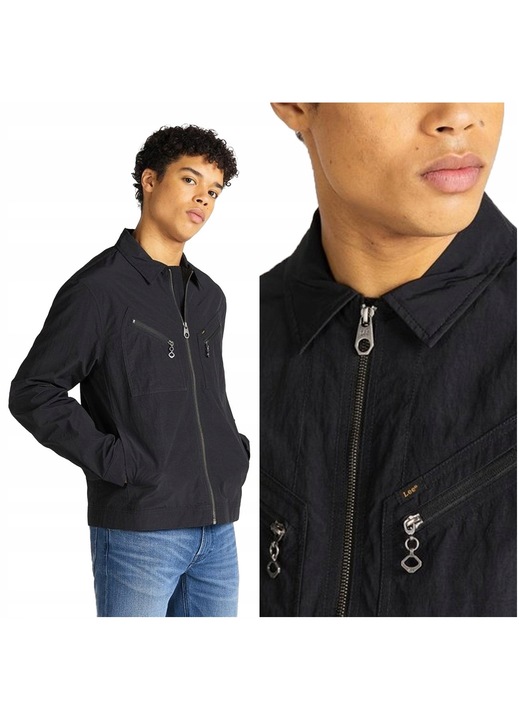 Átmeneti dzseki, Lee, technikai dzseki L191 M, poliészter, cipzár, 2 külső cipzáras zseb, normál szabású, fekete