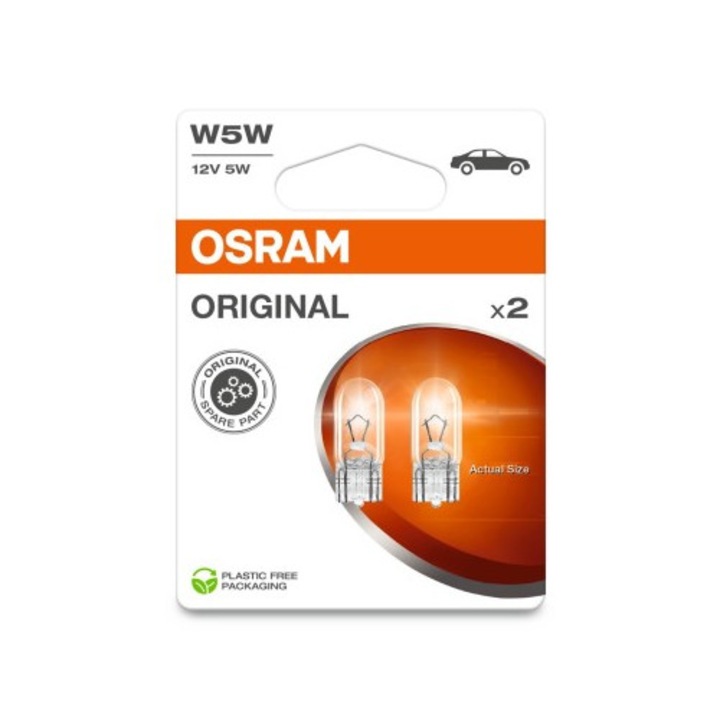 Set 2 Becuri W5W, 12V, 5W, Osram
