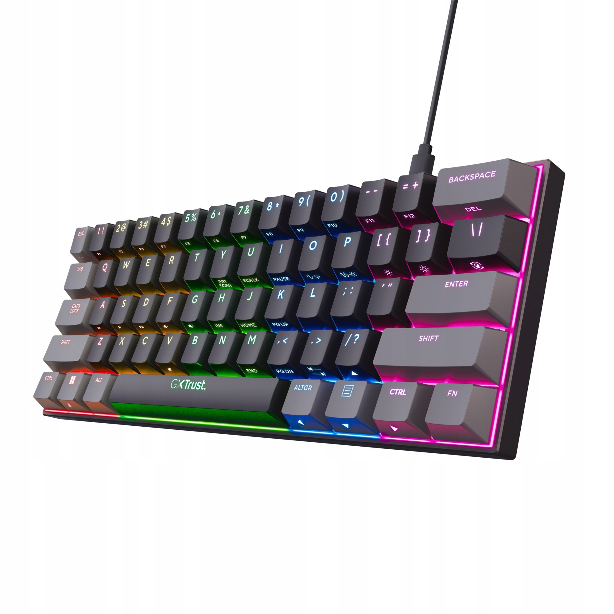 Tastatura gaming mecanica 60%, iluminare RGB, 87 taste, 29x10x4cm