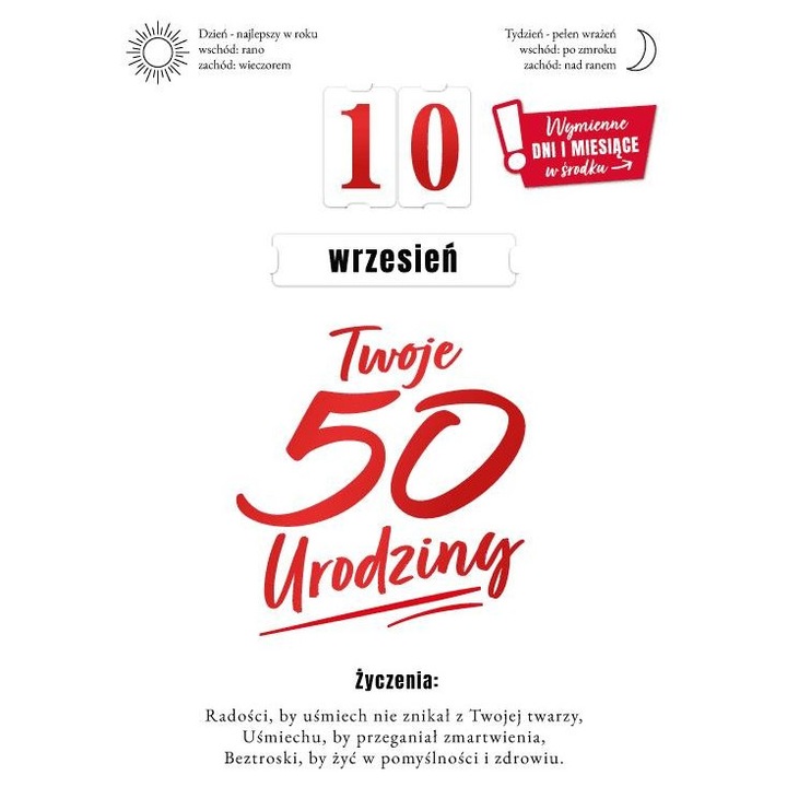 Karnet Urodziny 50, Armin Style, 133x189mm, cu cifre interschimbabile, folie, set cu plic