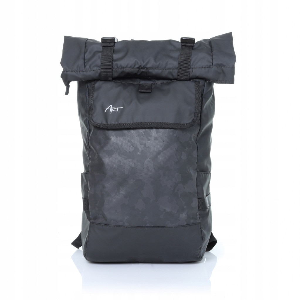 Art, rucsac pentru laptop din poliester roll-top BP-8879, negru camuflaj, pentru 15.6"