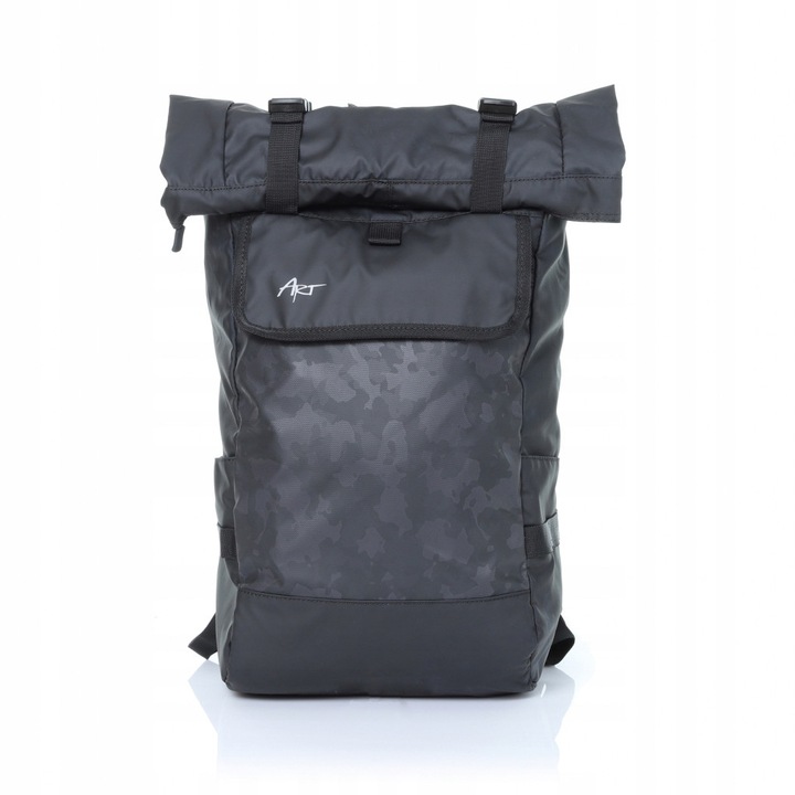 Art, rucsac pentru laptop din poliester roll-top BP-8879, negru camuflaj, pentru 15.6"