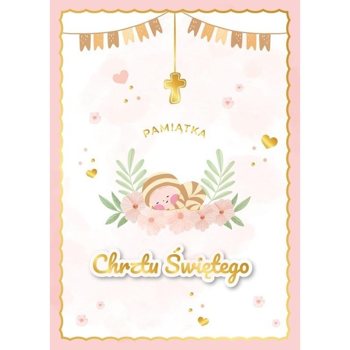 Karnet Chrzest Armin Style, 134x5mm, cu zloteniami, folia