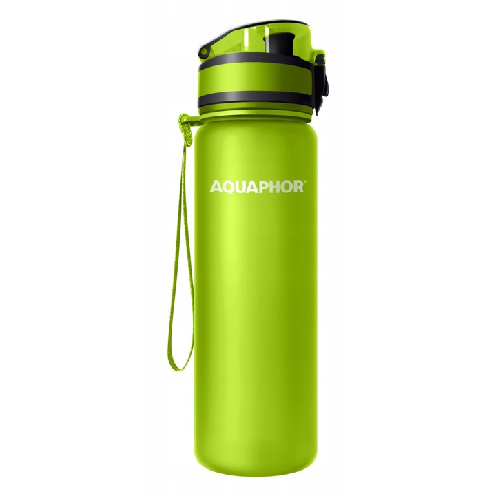 Филтърна бутилка Aquaphor City 0.5L, зелена, с капацитет за филтриране и защита срещу протичане