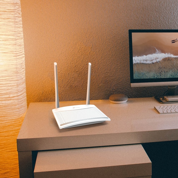 Router TP-Link TL-WR820N Ver.2.0, Wi-Fi N300 pana la 300 Mb/s, 2,4 GHz, 2 antene 5 dBi, 3 x 10/100 Mbps, Alb
