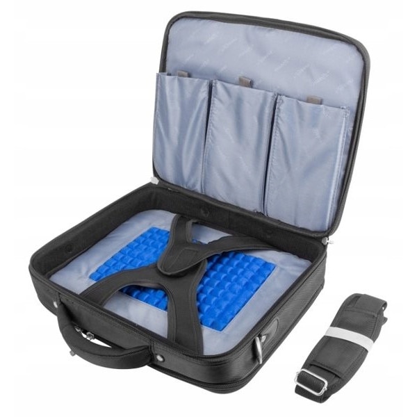 Geanta laptop Natec Boxer 15,6", 3 compartimente, sistem de protectie, neagra