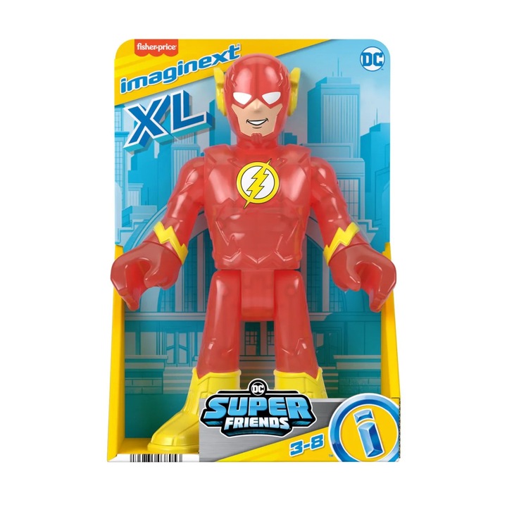 Figurina The Flash XXL, Fisher Price, 25cm, mobilă, DC Super Friends