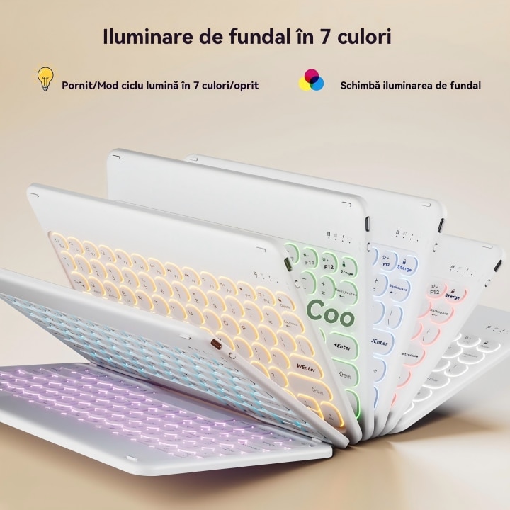 Husa pentru iPad Pro 11" 2024, cu tastatura Bluetooth tactila detasabila, iluminare RGB 7 culori, include folie de protectie ecran, stylus capacitiv, mouse wireless si husa silicon pentru tastatura, Ugo®, Verde inchis