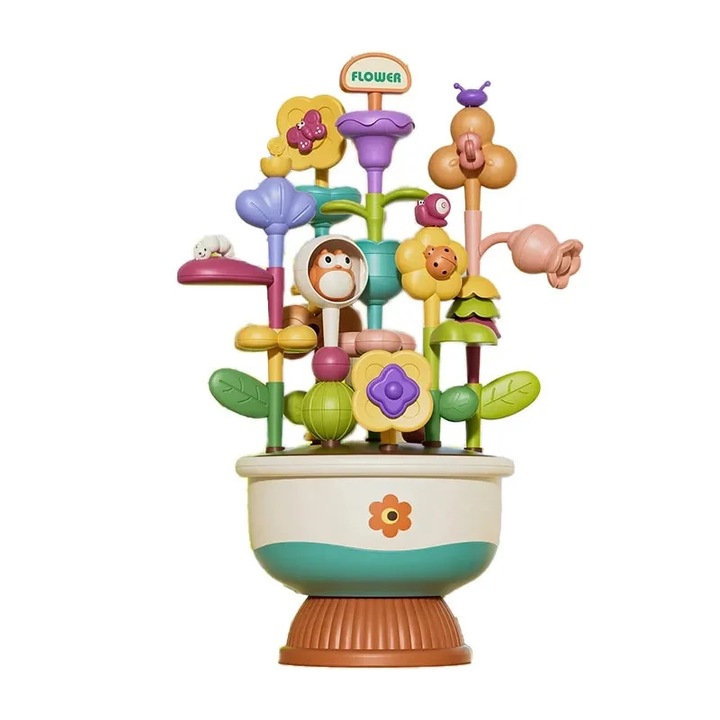 Set Constructie Aranjament Floral, 2 Ghivece, 41 Piese, Multicolor