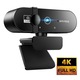 Уеб камера Ugo, 4K Ultra HD с автофокус, 4 милиона пиксела, plug and play, без драйвери, въртене на 360°, USB2.0 кабел за данни, вграден микрофон, функция за защита на личния живот, включва статив, капак за поверителност и торбичка против прах