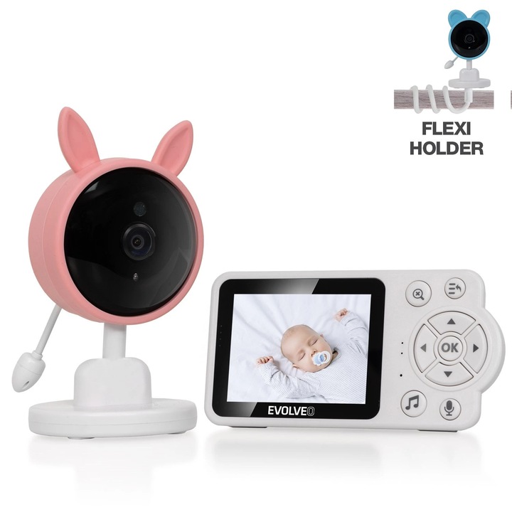 EVOLVEO Baby Monitori N3 Monitor video pentru copii roz