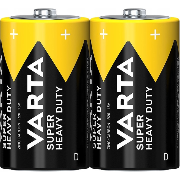 Baterii VARTA SUPERLIFE LR20 D, set 2 bucati, 1,5V, zinc-carbon
