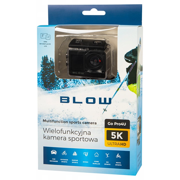Спортна камера Blow Pro4U 5K, 20MP, Wi-Fi, водоустойчива, пълен комплект