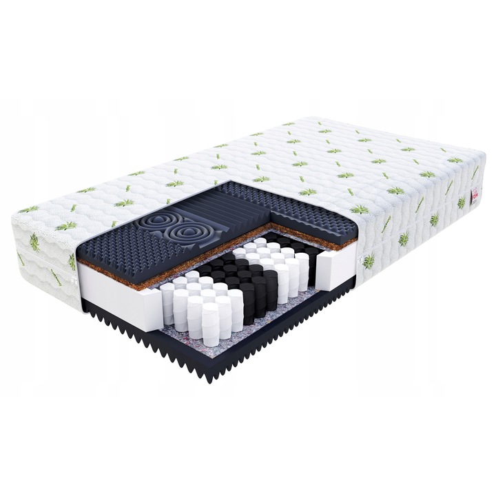 FDM matrac, 140x200 cm, 24 cm magas, H4/H3, kókuszdió réteggel és profilozott habbal