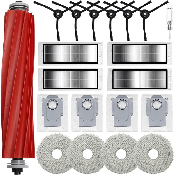 Set Complet Accesorii Premium Compatibile cu Roborock Q Revo – 20 Piese – Perii, Filtre, Sacii de Praf si Lavete din Microfibra pentru Curatenie Eficienta