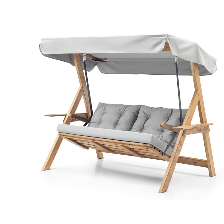 Balansoar de gradina Madrid, lemn masiv Pin, gri, 1600mmx1200mmx1800mm