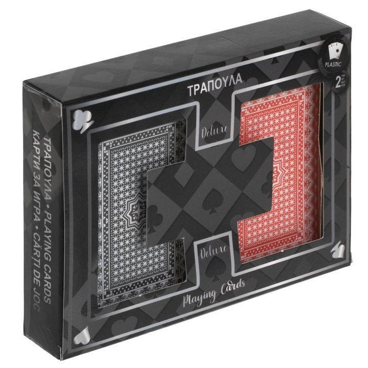 2 darabos laminált játékkártya-készlet, piros és kék kivitelben